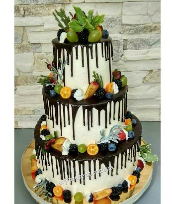 фото  Весільний торт з фруктами