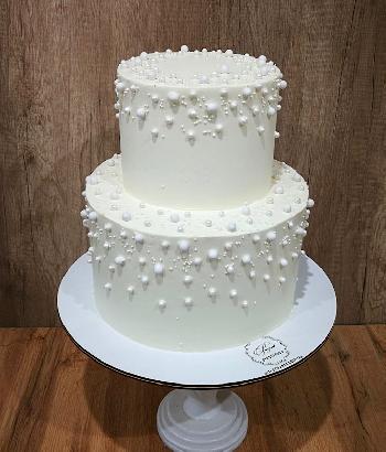 фото Весільний торт з перлинками